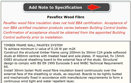 Building Regs Specification, Timber Framed Wall with Pavatex WoodFibre Insulation